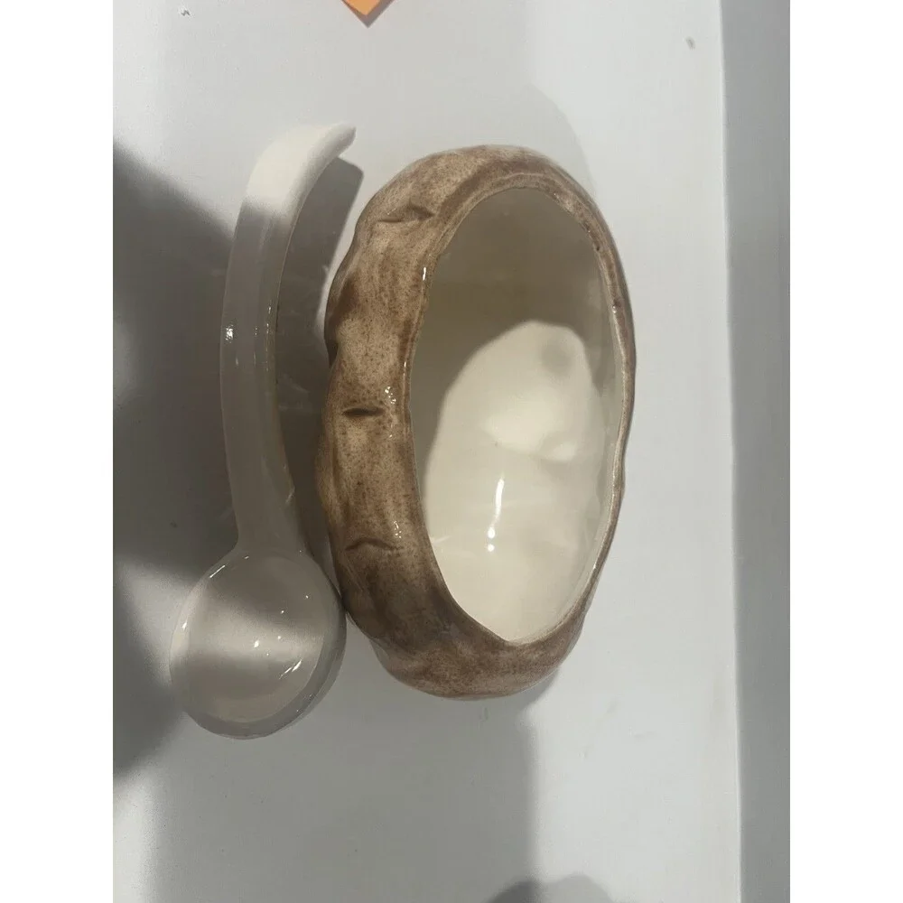 Vintage 1970s Ceramic Baked Potato Lidded Dish w/ Small Bowl and Spoon